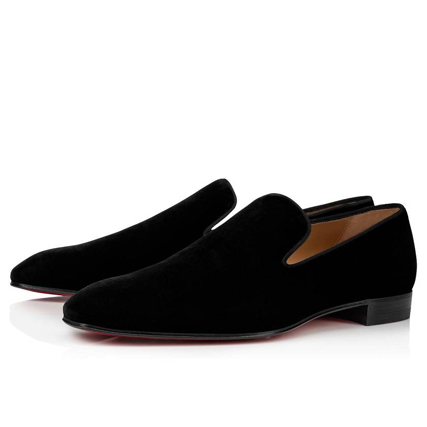 Men's Christian Louboutin Dandelion Velvet Loafers - Black [8629-537]